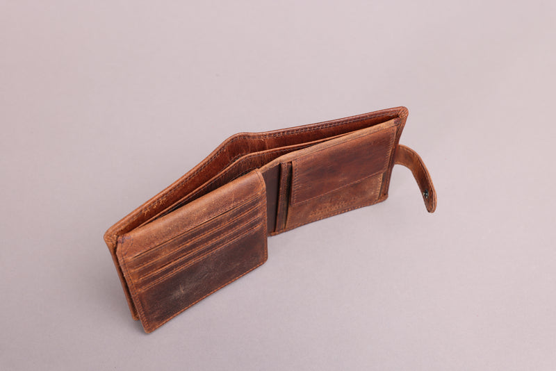 Personalised Engraved Brown Bifold Leather Wallet
