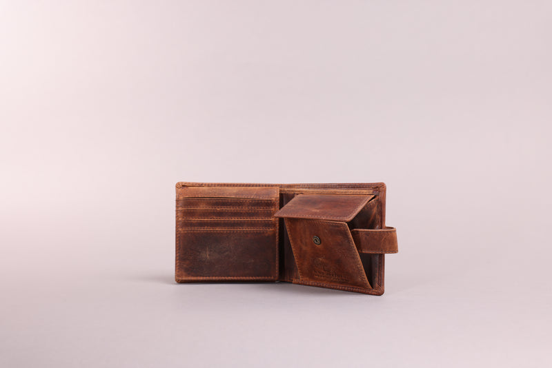 Personalised Engraved Brown Bifold Leather Wallet