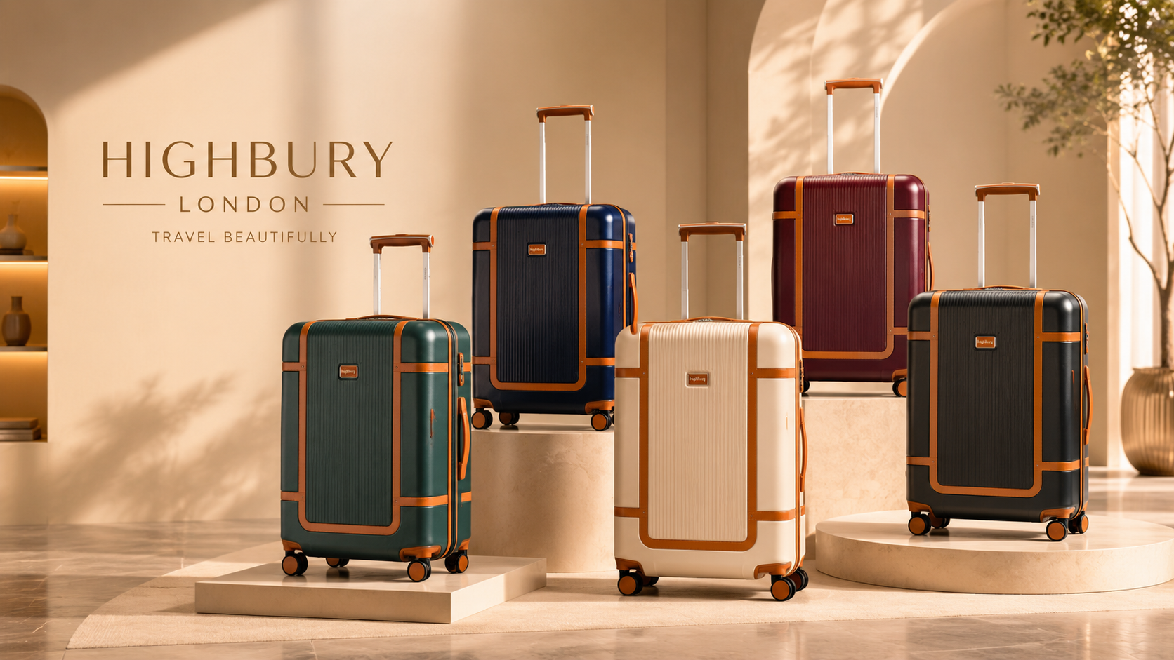 Highbury Elegance Navy TSA Hard-Shell 4-Wheel Spinner Luggage – 10 Year Warranty