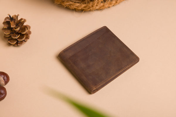 Personalised Engraved Rustic Brown Bifold Leather Wallet