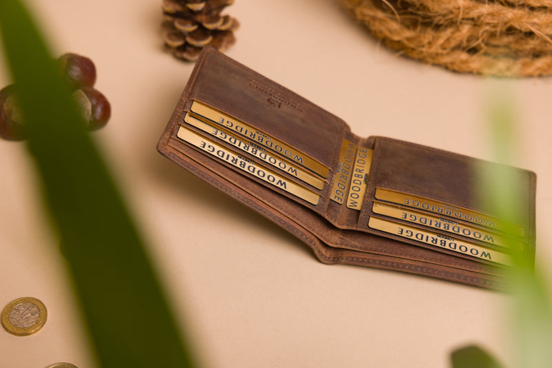 Personalised Engraved Rustic Brown Bifold Leather Wallet