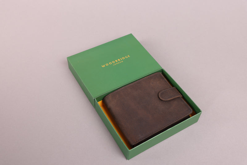 Personalised Engraved Rustic Brown Bifold Leather Wallet
