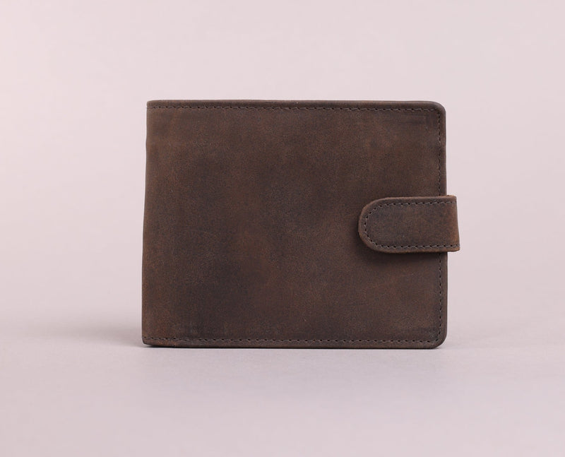Personalised Engraved Rustic Brown Bifold Leather Wallet