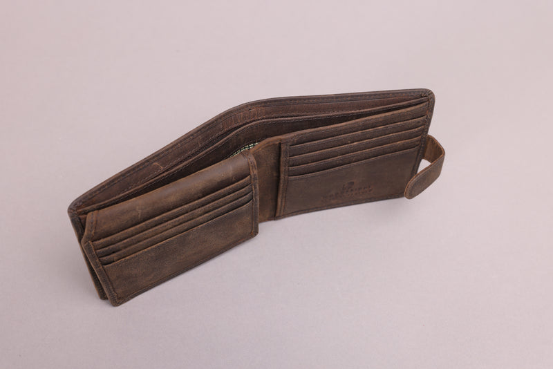 Personalised Engraved Rustic Brown Bifold Leather Wallet