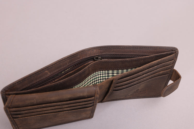 Personalised Engraved Rustic Brown Bifold Leather Wallet