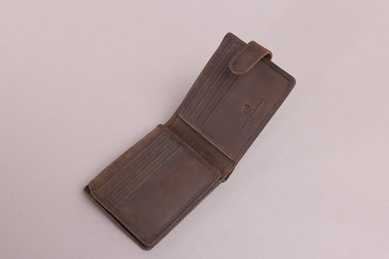 Personalised Engraved Rustic Brown Bifold Leather Wallet