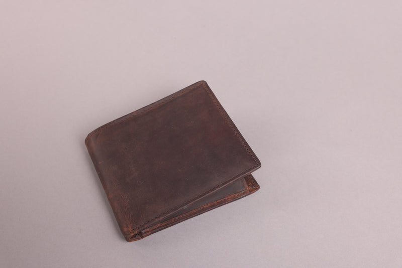 Personalised Engraved Rustic Brown Bifold Leather Wallet With Zip Coin Pocket