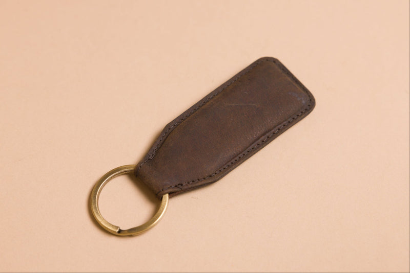 Personalised Engraved Brown Leather Keyring