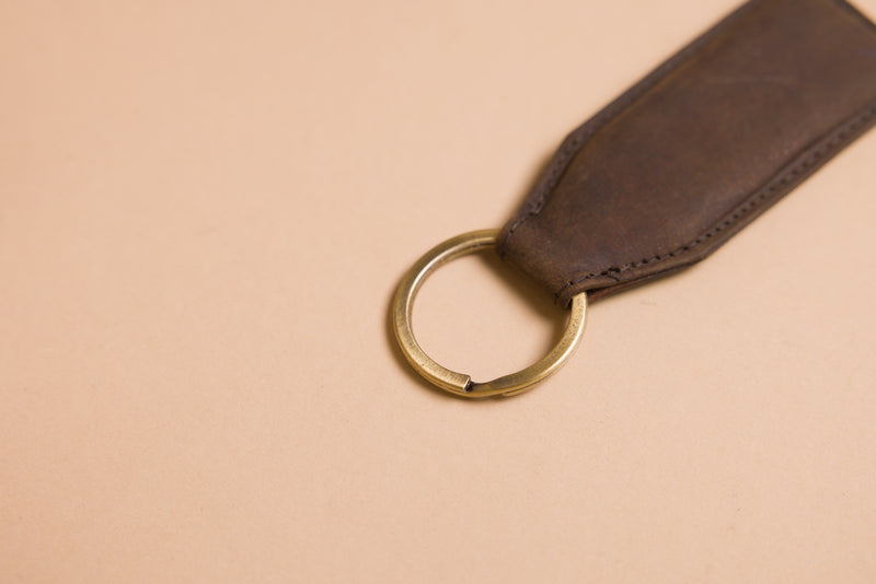 Personalised Engraved Brown Leather Keyring