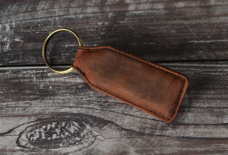 Personalised Engraved Brown Leather Keyring