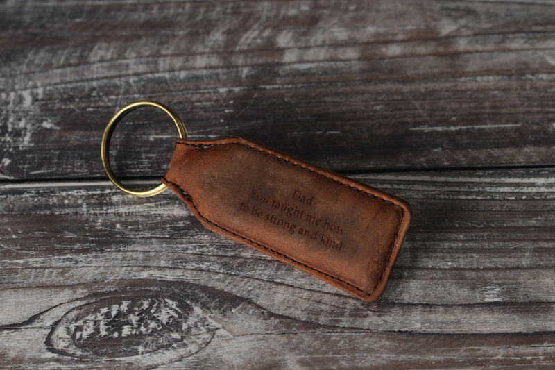 Personalised Engraved Brown Leather Keyring