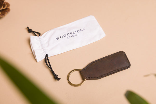 Personalised Engraved Brown Leather Keyring