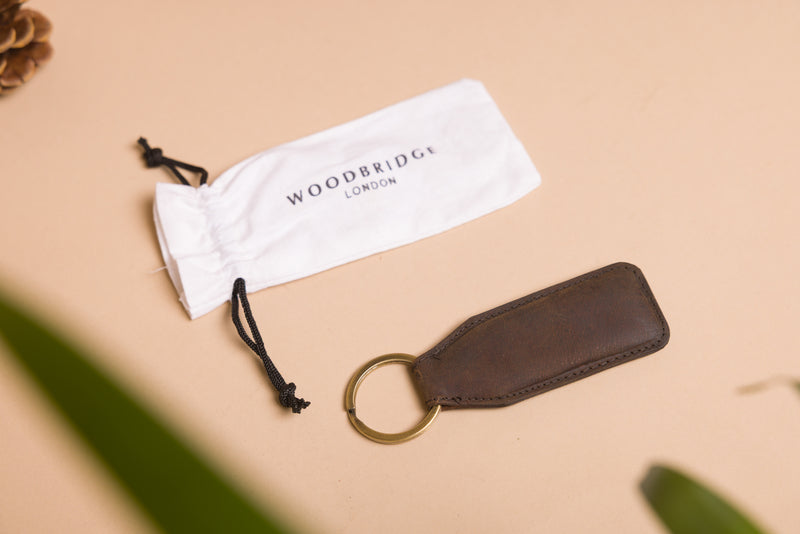 Personalised Engraved Brown Leather Keyring