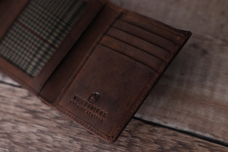 Personalised Engraved Rustic Brown Trifold Leather Wallet