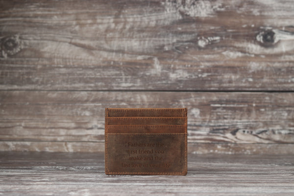Personalised Engraved Rustic Brown Leather Card Holder Wallet