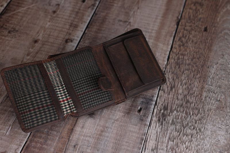 Personalised Engraved Rustic Brown Trifold Leather Wallet