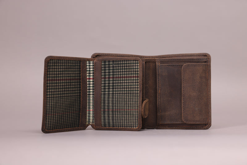 Personalised Engraved Rustic Brown Trifold Leather Wallet