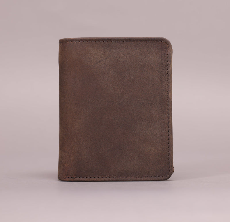 Personalised Engraved Rustic Brown Trifold Leather Wallet