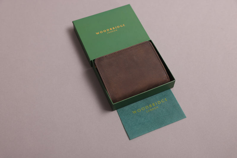 Personalised Engraved Rustic Brown Trifold Leather Wallet