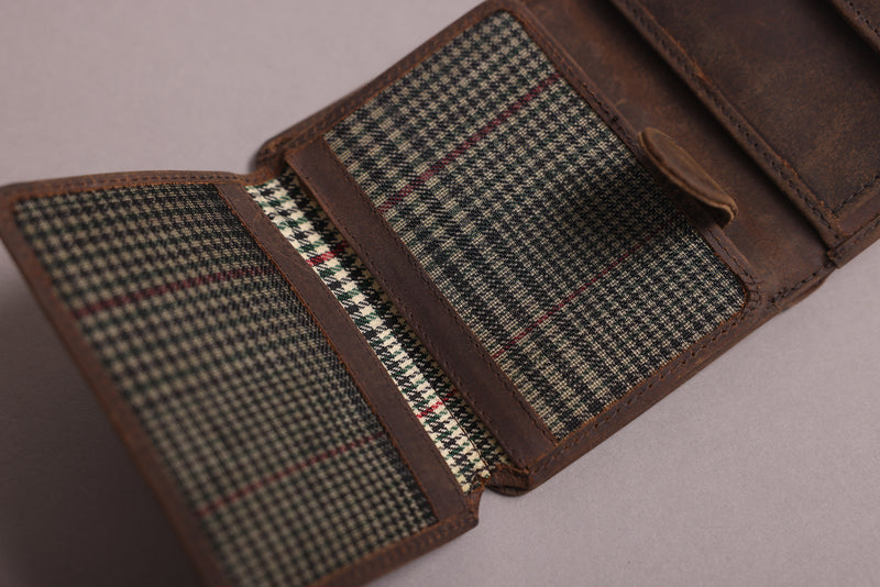 Personalised Engraved Rustic Brown Trifold Leather Wallet