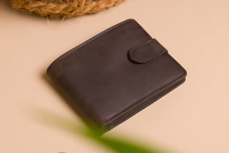 Personalised Engraved Rustic Brown Bifold Leather Wallet