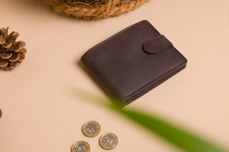 Personalised Engraved Rustic Brown Bifold Leather Wallet