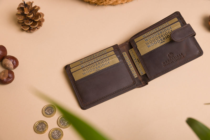 Personalised Engraved Rustic Brown Bifold Leather Wallet