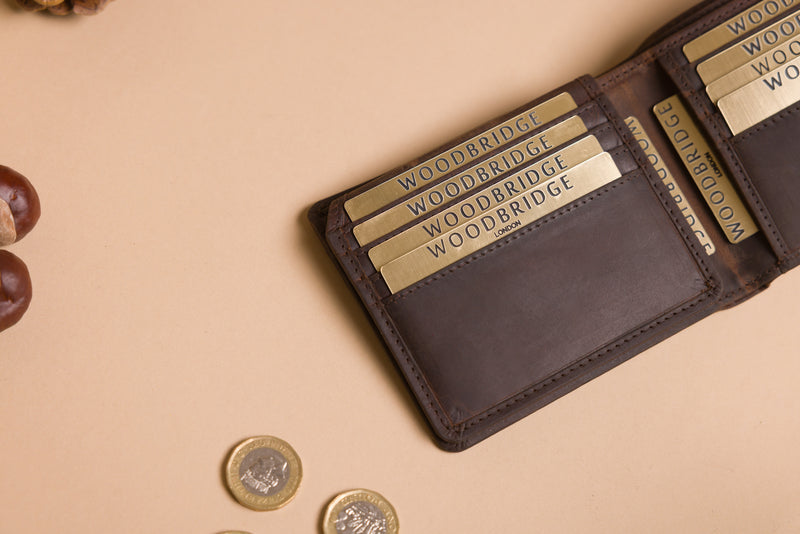 Personalised Engraved Rustic Brown Bifold Leather Wallet