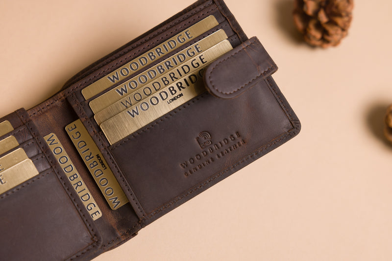 Personalised Engraved Rustic Brown Bifold Leather Wallet