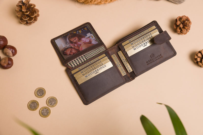 Personalised Engraved Rustic Brown Bifold Leather Wallet