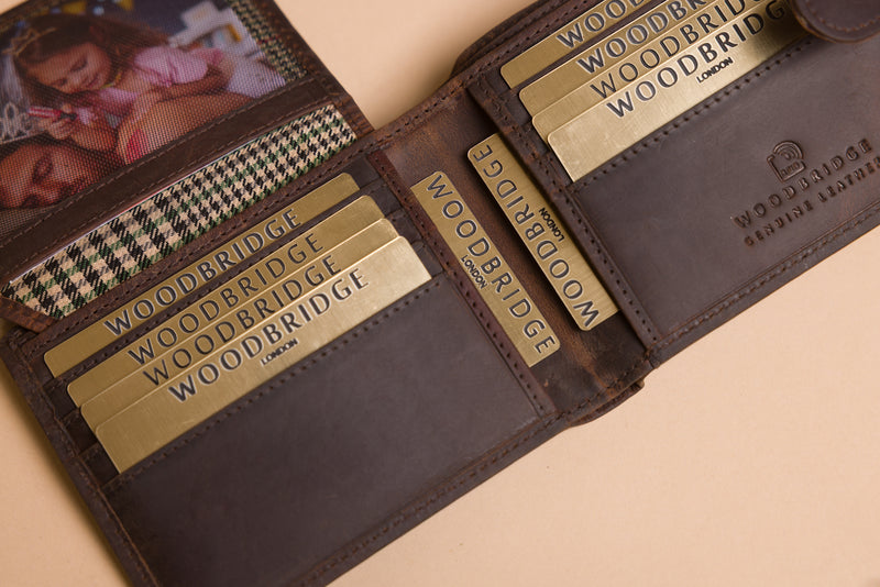 Personalised Engraved Rustic Brown Bifold Leather Wallet