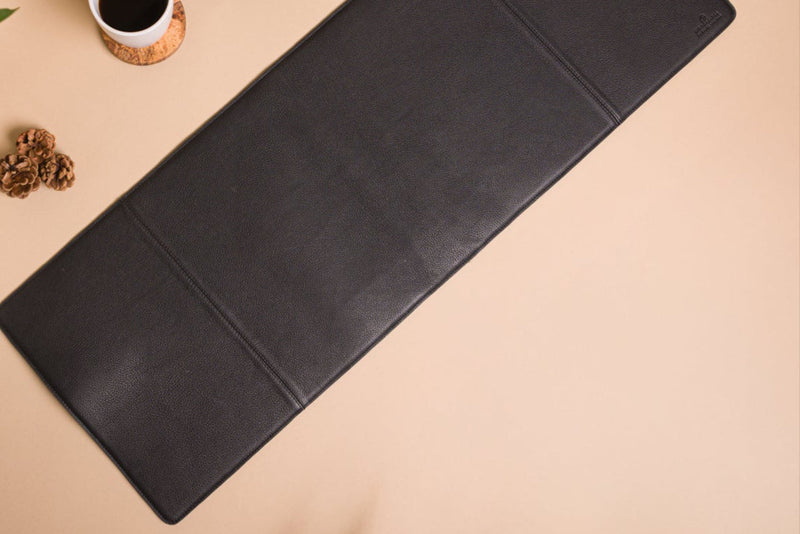 Personalised Engraved Black Genuine Leather Large Size Desk Mat