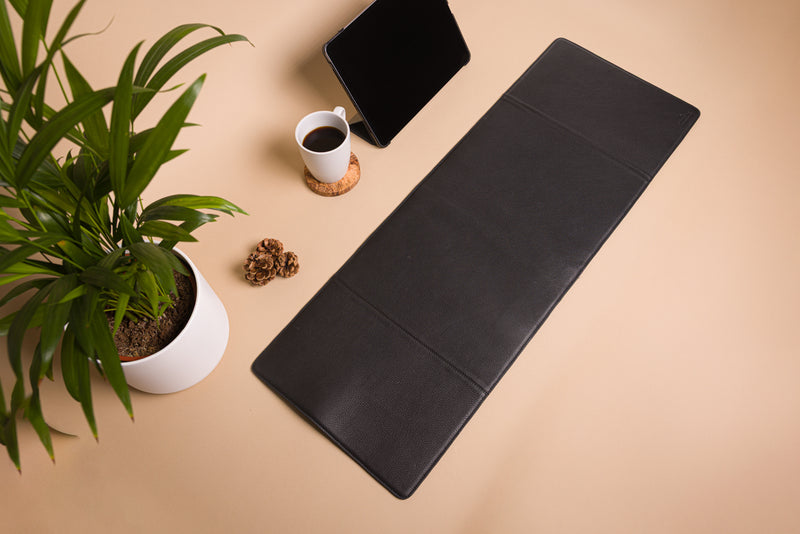 Personalised Engraved Black Genuine Leather Large Size Desk Mat