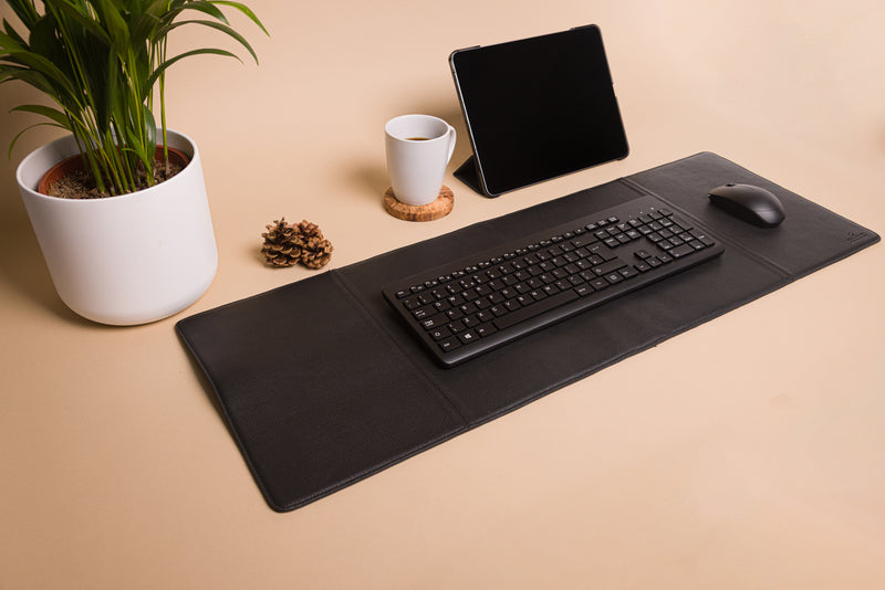 Personalised Engraved Black Genuine Leather Large Size Desk Mat