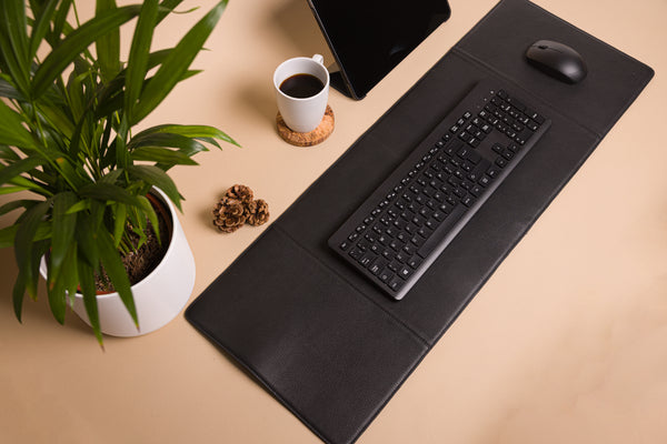 Personalised Engraved Black Genuine Leather Large Size Desk Mat