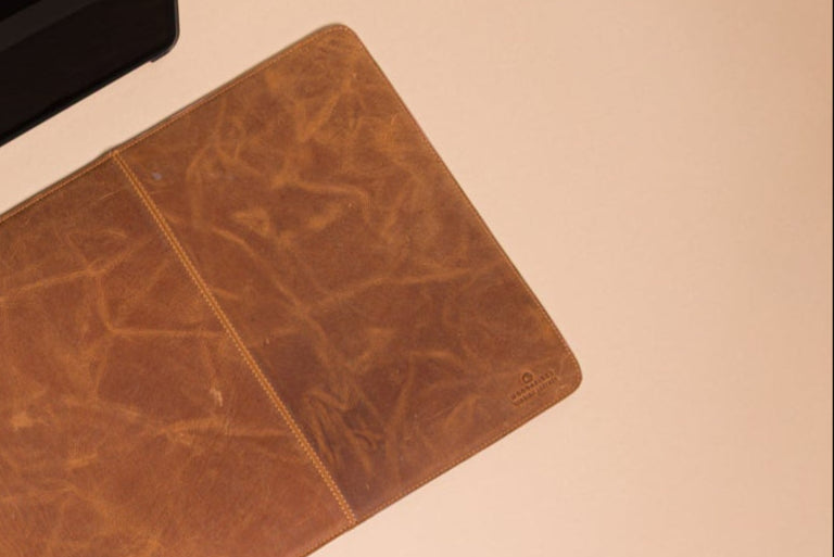 Personalised Engraved Brown Leather Large Size Desk Mat