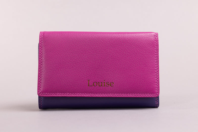 Personalised Engraved China Rose Multi Leather Purse