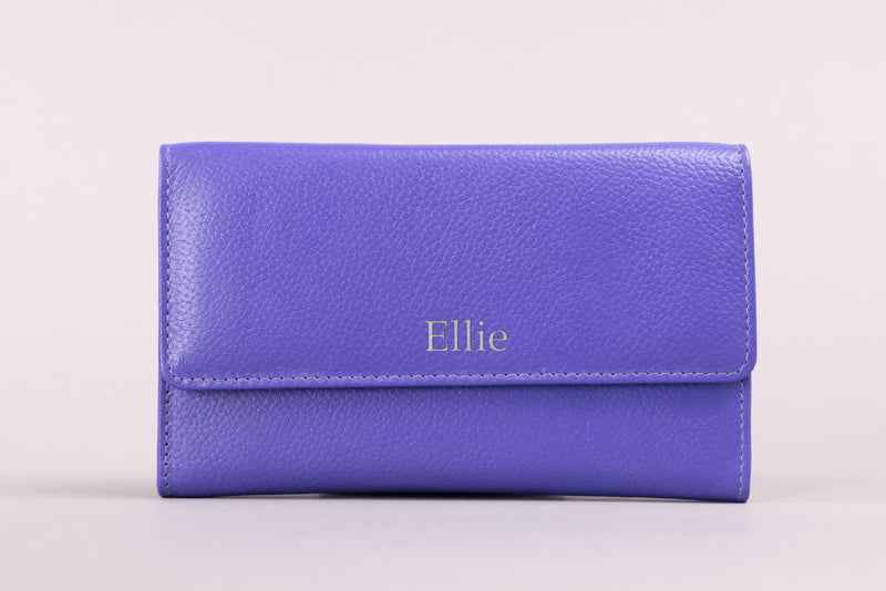 Personalised Engraved Purple Leather Purse