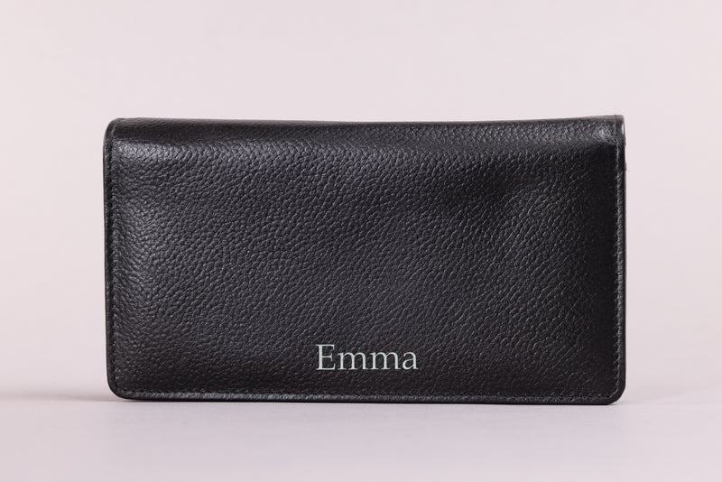 Personalised Engraved Black Leather Purse