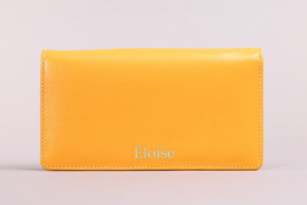 Personalised Engraved Orange Multi Leather Purse