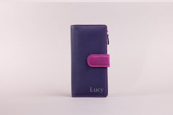 Personalised Engraved China Rose Multi Leather Purse