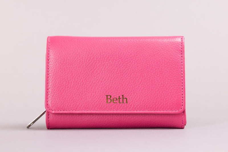 Personalised Engraved Pink Leather Purse