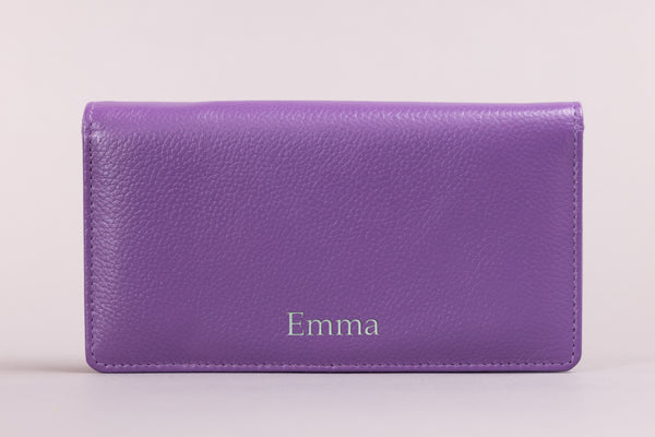 Personalised Engraved Purple Pink Multi Leather Purse