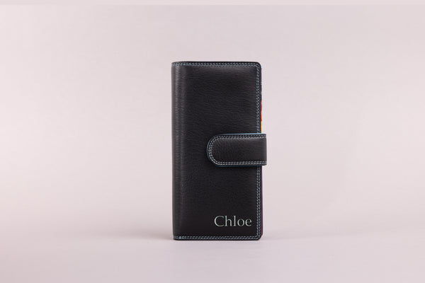 Personalised Engraved Black Multi Leather Purse