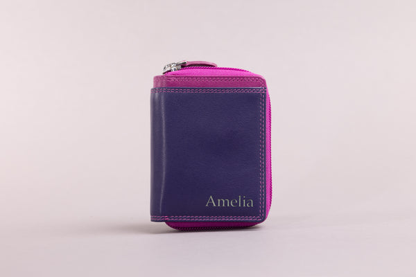 Personalised Engraved China Rose Multi Leather Purse