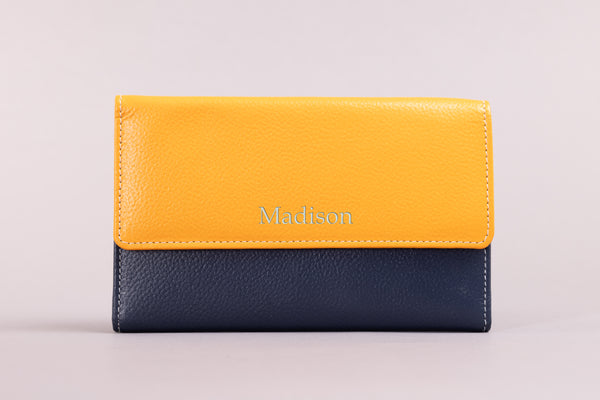 Personalised Engraved Orange Multi Leather Purse