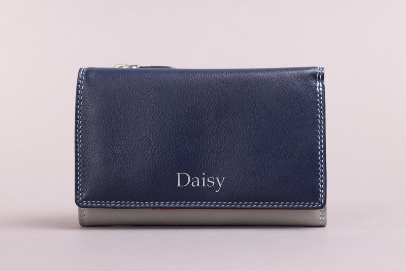 Personalised Engraved Sky Multi Leather Purse