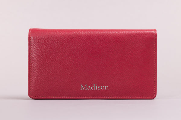 Personalised Engraved Red Leather Purse
