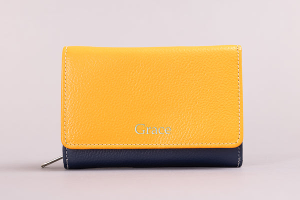 Personalised Engraved Orange Multi Leather Purse