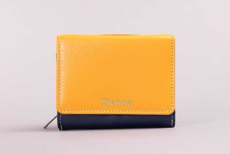 Personalised Engraved Orange Multi Leather Purse